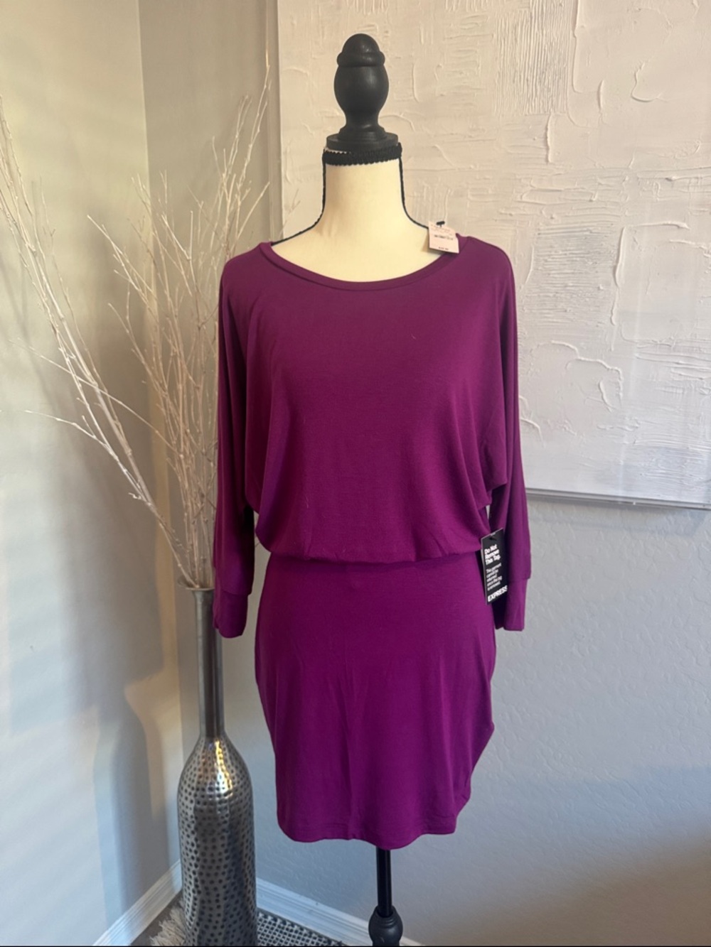 Express Plum Dolman Sleeve Mini Dress